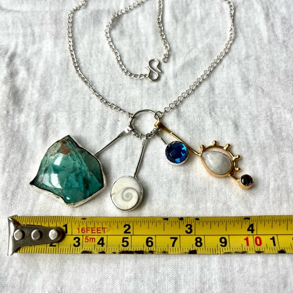 925 + 14k Quantum Quattro, Shivas Eye + Moonstone! Charm Necklace Pendant - Picture 5 of 9